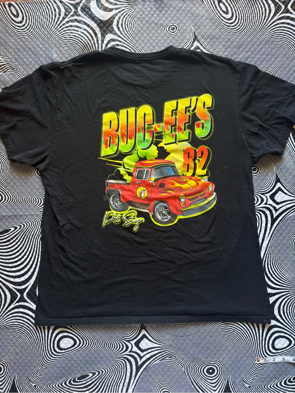 Buc-ee's Black Short Sleeve Tee with Red Truck Graphic
